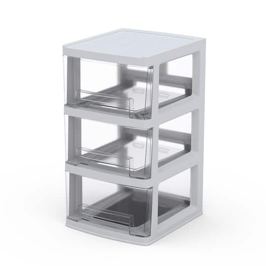 25" Clear 3-Tier Storage Drawers by Simply Tidy